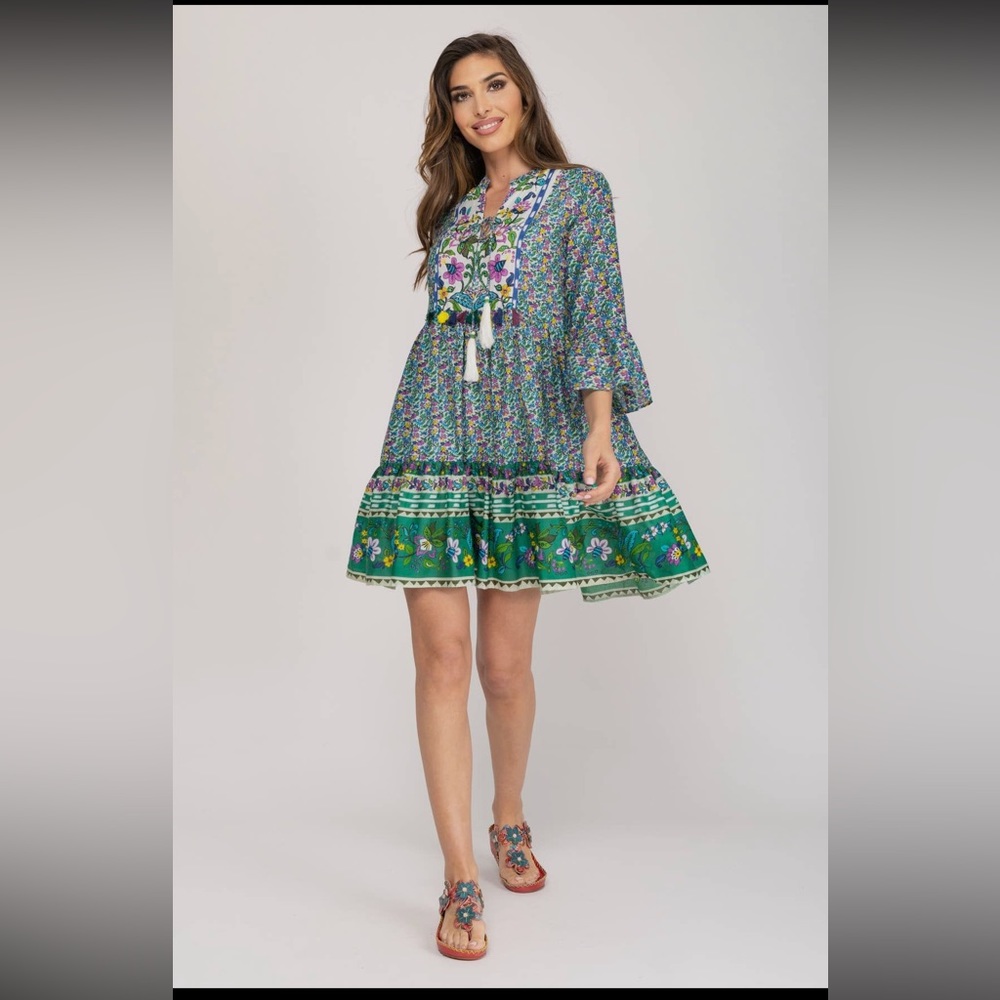 NEW! Summer dress wedding mini midi green Anthropologie dress boho